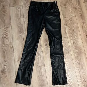 never worn, zara black leather boot cut pants